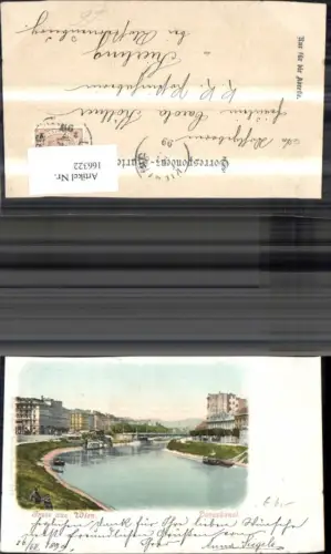166322,Wien 19 Döbling Donaukanal Schiff Brücke 1899