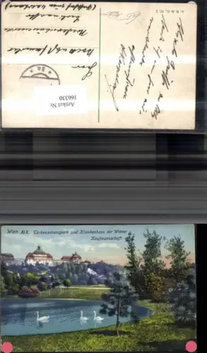 166330,Wien 19 Döbling Türkenschanzpark Krankenhaus d. Wiener Kaufmannschaft Park Schwäne