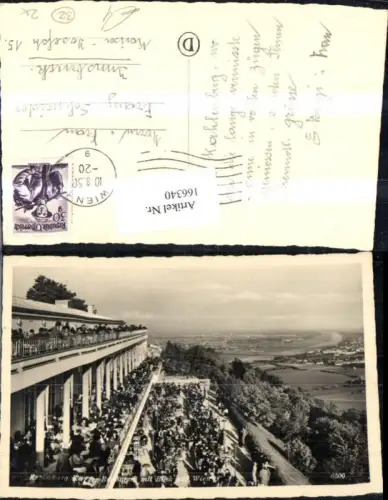 166340,Wien 19 Döbling Kahlenberg Kaffee Restaurant m. Blick a. Wien Terrasse m. Personen 1950