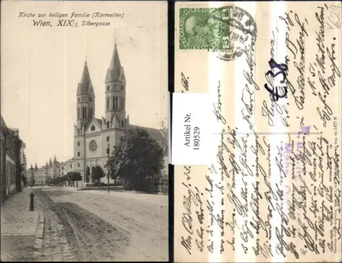 180529,Wien 19 Kirche zur heiligen Familie Karmeliter Silbergasse Straßenansicht pub Sperling 1477 M