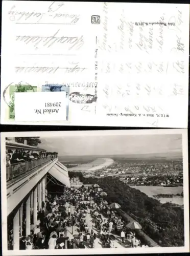 209481,Foto Ak Döbling Kahlenberg Kaffee Restaurant m. Blick a. Wien v. d. Kahlenbergterrasse