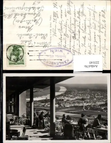 225145,Wien Döbling Kahlenberg Terrasse Blick über d. Häusermeer u. Donau