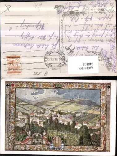248102,Künstler AK G. F. Schüle Wien Döbling Grinzing Totale m. Kobenzl Cobenzl u. Kahlenberg