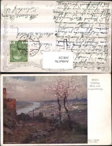 248129,Künstler AK Karl Ludwig Prinz Wien Döbling Frühling Blick v. Leopoldsberg pub Brüder Kohn B.K.W.I. 796/11