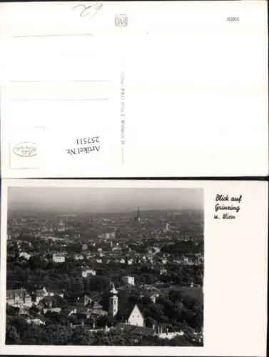 257511,Wien Döbling Blick auf Grinzing Kirche u. Wien Totale