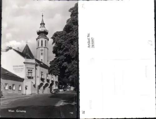 285097,Wien Döbling Grinzing Straßenansicht Bäckerei Berger Kirchenturm
