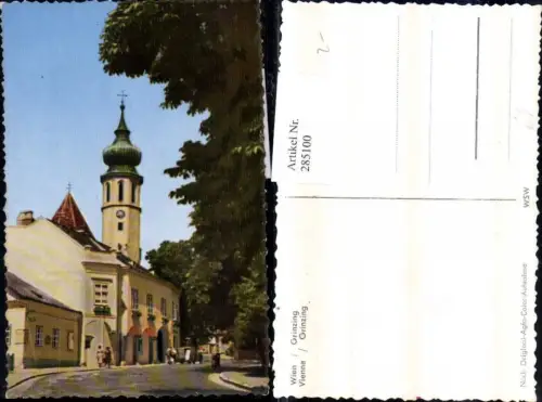 285100,Wien Döbling Grinzing Straßenansicht Bäckerei Berger Kirchenturm
