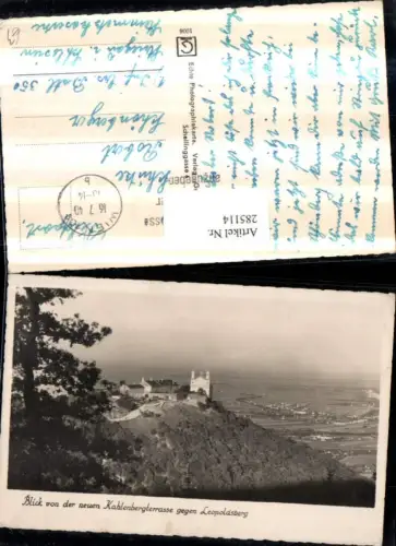 285114,Wien Döbling Blick von d. Kahlenbergterrasse geg. Leopoldsberg Kirche