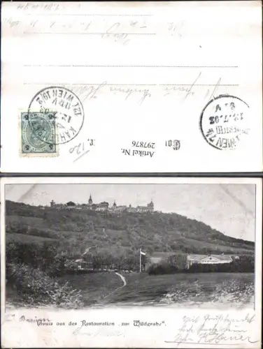297876,Wien Döbling Gruß aus d. Restauration zur Wildgrube m. Kahlenberg