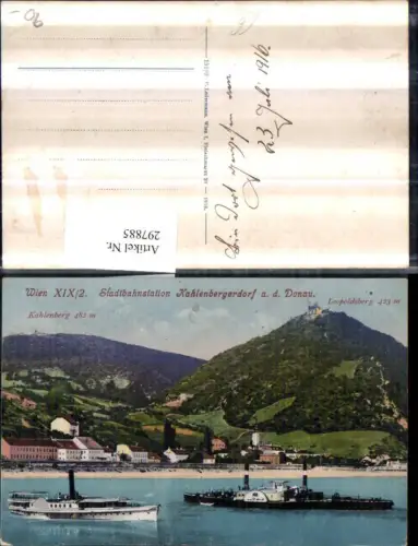 297885,Wien Döbling Kahlenbergerdorf an d. Donau Totale m. Kahlenberg u. Leopoldsberg Dampfer