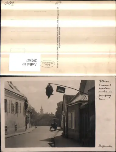 297887,Wien Döbling Grinzing Straßenansicht Kutsche Kirchenturm