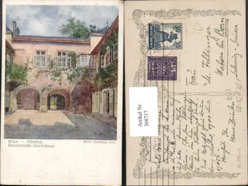 368717,Künstler AK Marie Arnsburg Wien Döbling Bauernfelds Sterbehaus pub B.K.W.I. 575/5