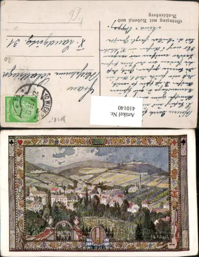 410140,Künstler AK G. F. Schüle Wien Döbling Grinzing m. Kobenzl u. Kahlenberg
