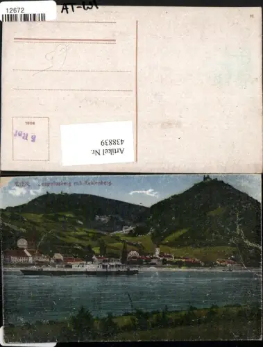 438839,Wien Döbling Kahlenbergerdorf Teilansicht m. Leopoldsberg u. Kahlenberg Dampfer