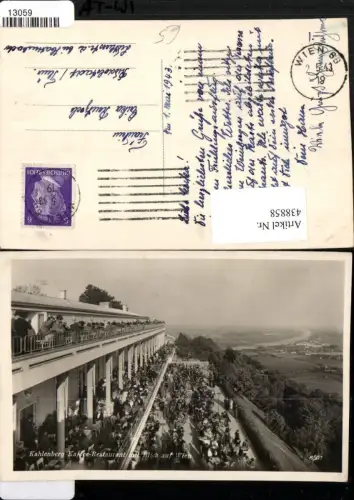 438858,Wien Döbling Kahlenberg Kaffee-Restaurant Terrasse m. Blick auf Wien