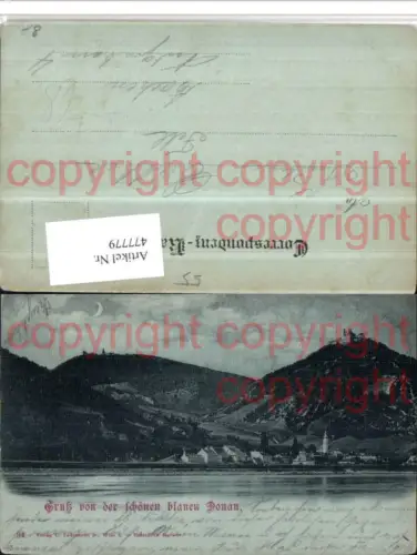 477779,Mond Litho Wien Döbling Kahlenbergerdorf Totale m. Leopoldsberg