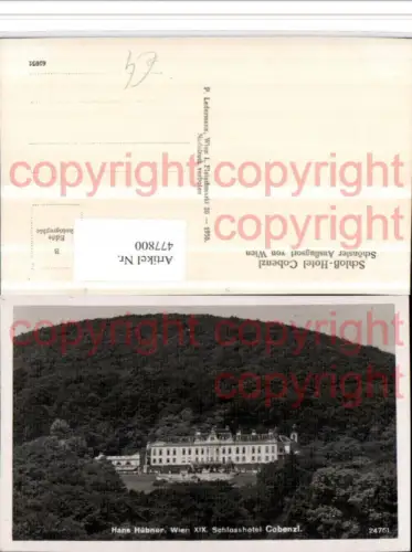 477800,Wien Döbling Hans Hübner Schlosshotel Cobenzl
