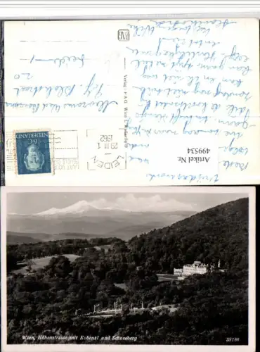 499534,Wien Döbling Höhenstraße m. Hotel Cobenzl u. Schneeberg