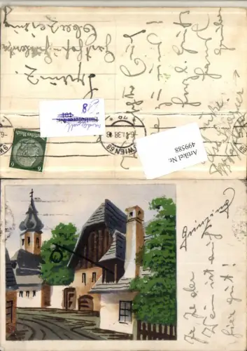 499588,Künstler AK Handgemalt Wien Döbling Grinzing Kirche