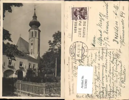 532903,tolle AK Wien 19 Döbling Grinzing Partie im Ort Kirche
