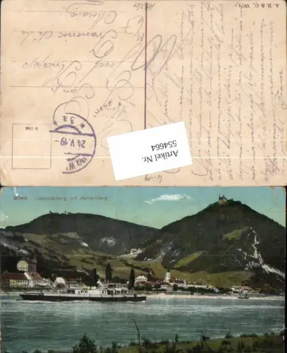 554664,Wien 19 Döbling Leopoldsberg Kahlenberg m. Dampfer Donau