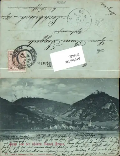 554666,Wien 19 Döbling Mond Lithographie Leopoldsberg Kahlenberg