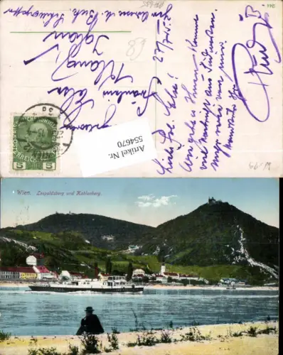 554670,Wien 19 Döbling Leopoldsberg Kahlenberg Dampfer Ufer