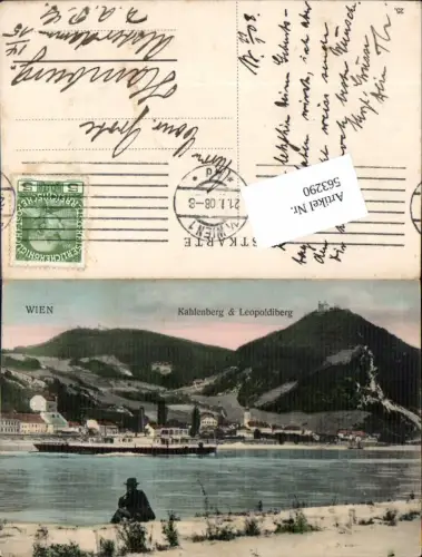 563290,tolle AK Wien Döbling Kahlenberg Leopoldsberg Dampfer Donau