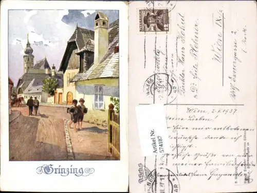 574187,Künstler AK A. Reckziegel Wien Döbling Grinzing pub Schulverein 325