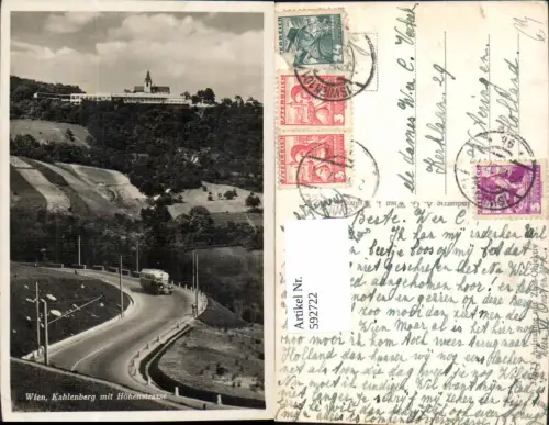 592722,Foto Ak Wien Döbling Kahlenberg m. Höhenstraße Bus Reisebus Autobus Vienna