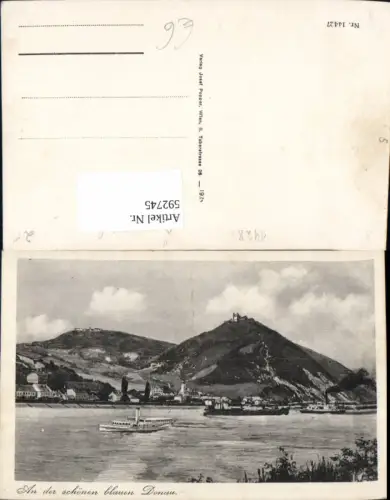 592745,Wien Döbling An d. Schönen blauen Donau Leopoldsberg Kahlenberg Schiff Dampfer Vienna