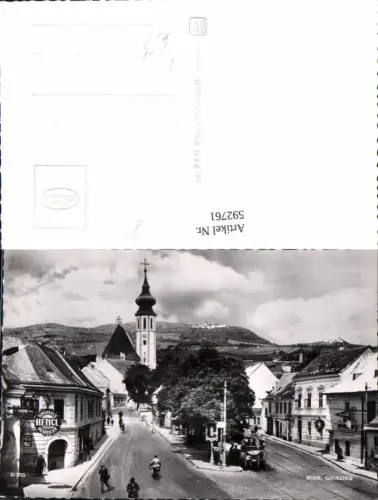 592761,Foto Ak Wien Döbling Grinzing Ansicht m. Bus Auto Hencl Heuriger Vienna