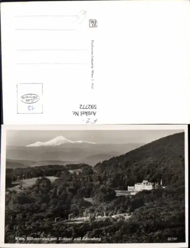 592772,Foto Ak Wien Döbling Höhenstraße m. Kobenzl u. Schneeberg Vienna