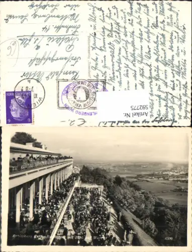 592775,Foto Ak Wien Döbling Kahlenberg Kaffee-Restaurant m. Blick auf Wien Vienna
