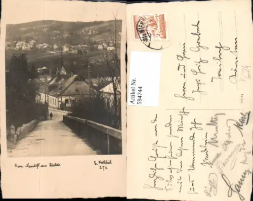 594744,Foto Ak Wien Döbling Neustift am Walde Ansicht m. Kirche Vienna pub Fröhlich 272