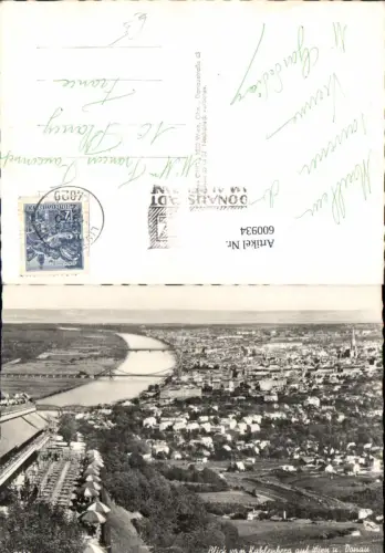 600934,Foto Ak Wien Vienna Döbling Blick v. d. Kahlenberg auf Wien u. Donau