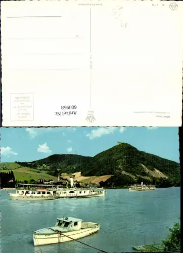 600958,Wien Vienna Döbling Donau m. Kahlenberg u. Leopoldsberg Schiff Dampfer Hebe