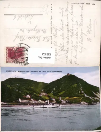 625472,Wien Vienna Döbling Kahlenberg u. Leopoldsberg m. Donau u. Kahlenbergerdorf Schiff