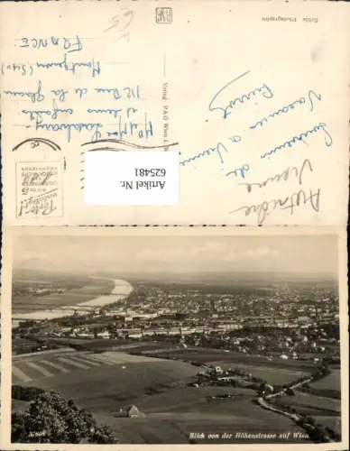 625481,Foto Ak Wien Vienna Döbling Blick v. d. Höhenstrasse auf Wien