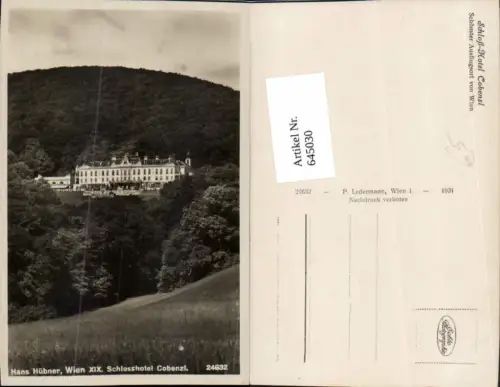 645030,Wien Döbling Hans Hübner Schlosshotel Cobenzl Kobenzl