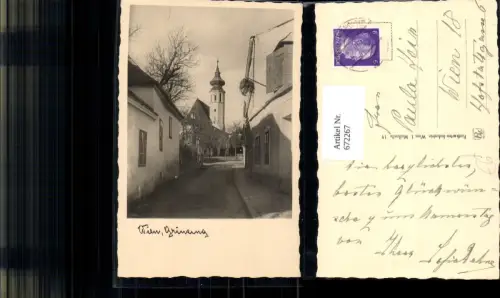 672267,Foto Ak Wien Vienna Döbling Grinzing Ansicht Gasse Kirche
