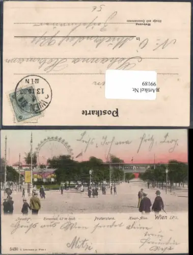 99189,Wien 2 Prater Praterstern m. Riesnerad Leute belebte Partie