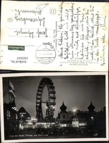 102265,Wien Leopoldstadt Riesenrad Prater bei Nacht 1939