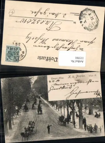 115501,Wien 2 Leopoldstadt Prater Haupt Allee m. Kutsche Leute