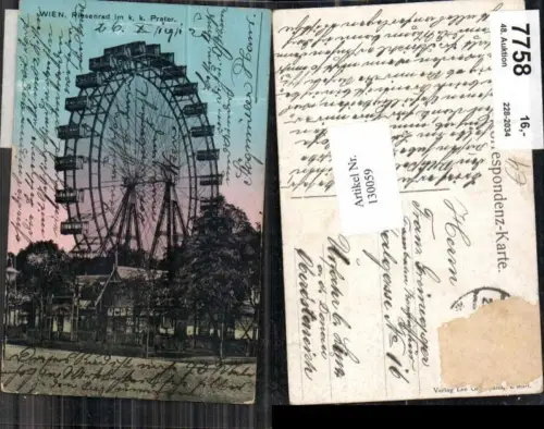 130059,Wien 2 Prater Leopoldstadt Riesenrad 1908