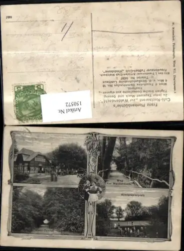 150572,Wien Leopoldstadt Freudenau Franz Plankenbüchlers Cafe Restaurant z. Waldandacht 1914 MehrbildAk