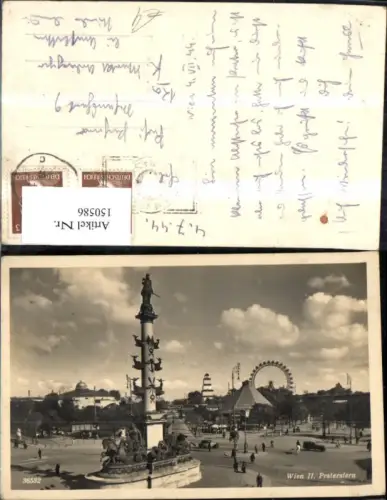 150586,Wien Leopoldstadt Praterstern Ansicht Verkehr Riesenrad 1944