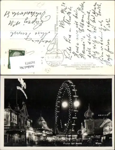 165973,Wien 2 Leopoldstadt Prater Volksprater Riesenrad Nachtansicht 1933