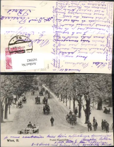 165982,Wien 2 Leopoldstadt Prater Hauptallee Kutschen Personen i. Winter 1911