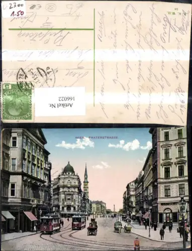 166022,Wien 2 Leopoldstadt Praterstrasse Strassenbahn Kutsche Personen 1915
